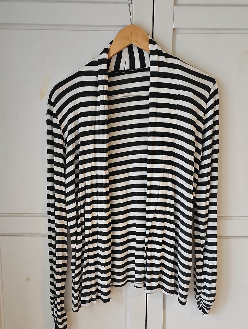 Rebel Sugar Black and White Striped Open Cardigan